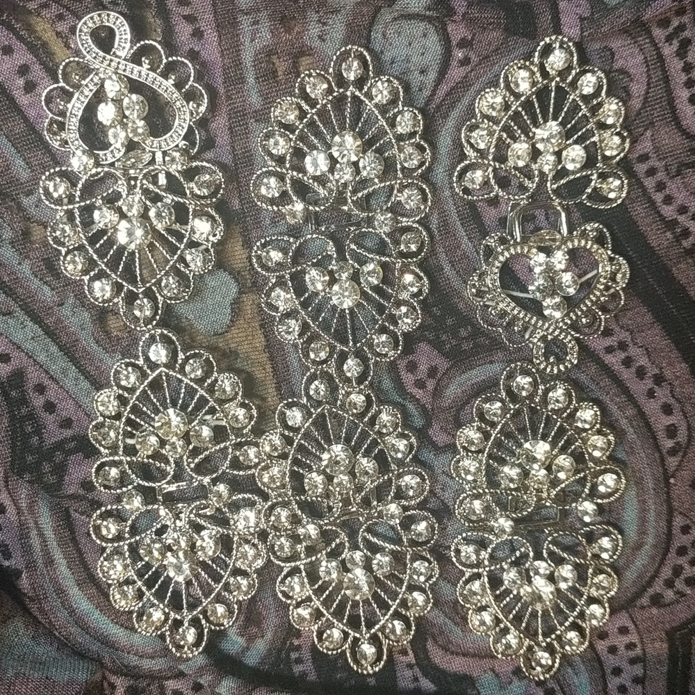 Silver Colored Clasps with Crystals